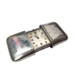 Art Deco Movado Ermeto silver plated travel clock