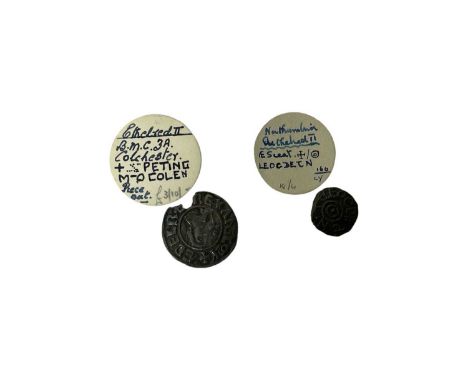 Saxon - Aethelred II AE Styca Moneyer Leofdegn circa 841-44 AD VF &amp; Aethelred II Spink ref: 865 silver penny crux type R/