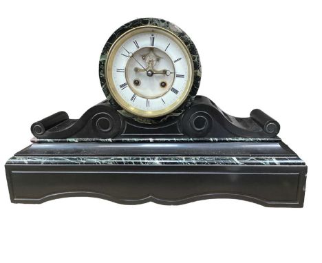 Victorian slate and marble mantle clock