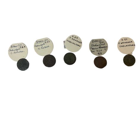 G.B. - Essex Chelmsford 17th century mixed trade tokens to include Farthings Francis Arwaker (N.B. Undated) x 2 Poor/VG, Fran