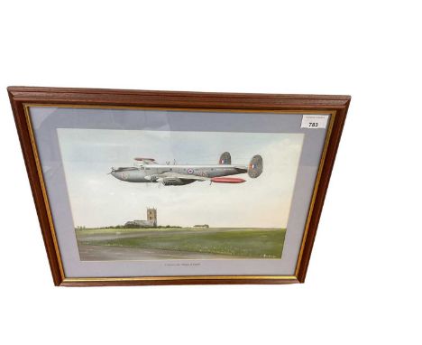 R. W. Davies watercolour and gouache study of an Avro Shackleton in flight, 37 x 25.7cm