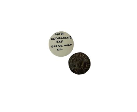 Saxon - Aethelred II silver long cross Penny R/ Godric MO Col (Mint of Colchester) circa 997-1003 AD (N.B. Rev. A few peck ma