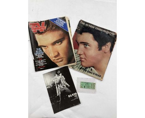 Elvis San Antonio Convention Centre Arena original ticket together with two Elvis unique record club flyers and a TV Times El