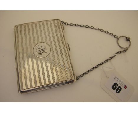 A Hallmarked Silver Ladies Purse/Case/Aide Memoire, (marks rubbed) Birmingham 1915, allover engine turned stripe decoration, 