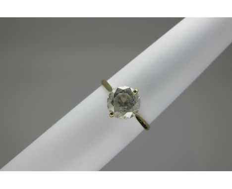 A Modern 14ct Gold Single Stone Dress Ring, (QVC DQCZ) (finger size R) (1.8grams). 