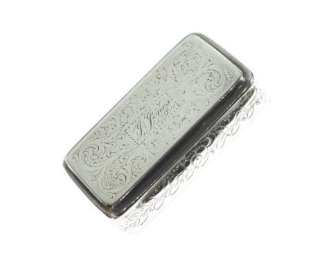William IV rectangular Scottish silver snuff box having allover engraved decoration, Edinburgh 1831   Condition: 