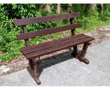 Brown painted slatted garden bench   Condition: 