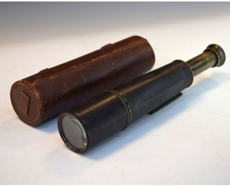 Brass three draw telescope, reconditioned for John Barker by Broadhurst, Clarkson & Co   Condition: 