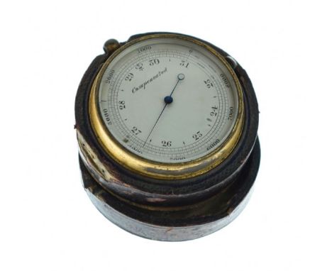 Early 20th Century brass cased pocket barometer having a silvered dial   Condition: 