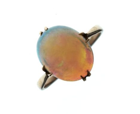 Opal set dress ring, having unmarked shank, size O   Condition: 