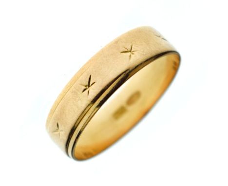 Wedding band stamped 750, size R   Condition: 