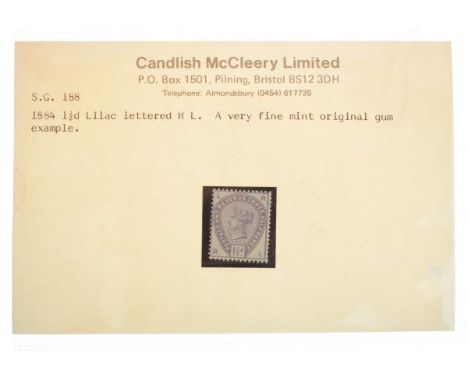 Stamps - 1884 1½d lilac lettered R L. (S.G. 188)   Condition: 