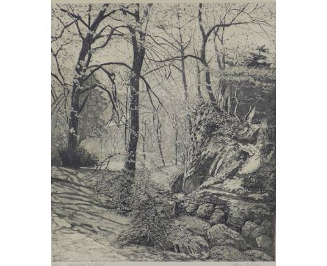 CAT OUTRAM (SCOTTISH CONTEMPORARY), HERMITAGE OF BRAID, Ltd Ed etching, 23/30, signed and titled in pencil, framed under glas