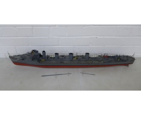 Ian Hamilton Finlay, Model electric Amazon Destroyer warship, with paper tag,  88 x 103cm