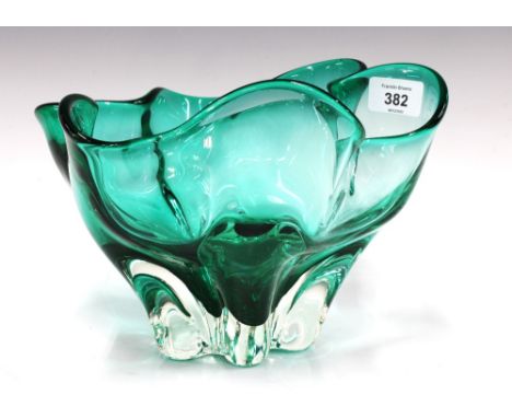 Vintage Czech or Bohemian art glass bowl , 18cm