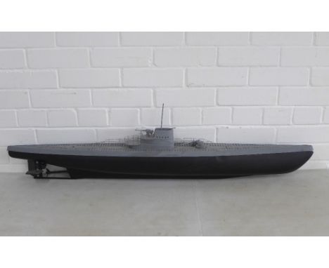 Ian Hamilton Finlay, Model electric submarine U-boat, with paper tag, 114 x 27cm