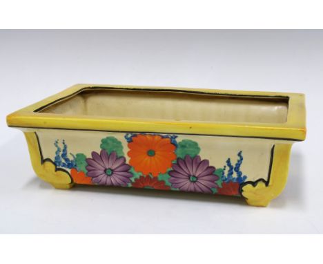 Clarice Cliff Gayday Art Deco planter, N0 347, 28 x 8.5 x 18cm