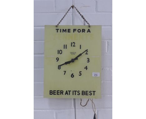 'Time for a Tennant's' vintage Smiths Sectric wall clock,  30 x 38cm