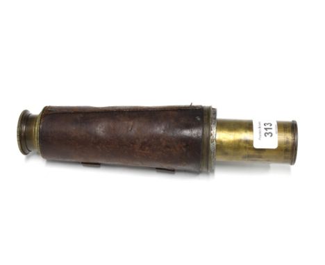 Brass telescope with leather cover, a/f