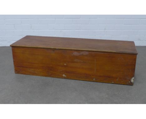 Early 20th century stained pine tool box, 110 x 29 x 35cm.