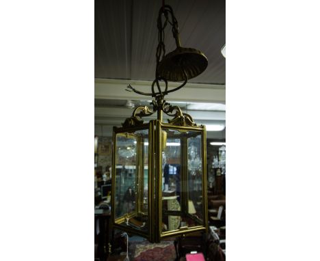 BRASS + GLASS PENTAGONAL HALL LANTERN
