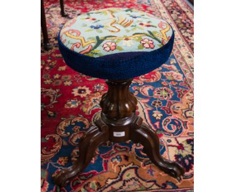 VICTORIAN REVOLVING PIANO STOOL WITH TAPESTRY TOP