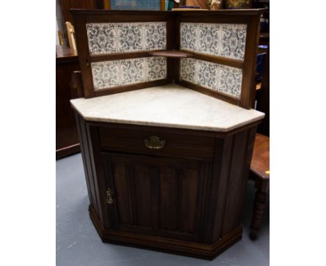 EDWARDIAN CORNER WASH STAND WITH TILE BACK