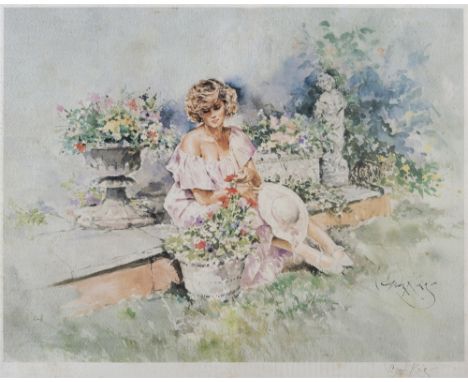 GORDON KING (BRITISH, B.1939)  'Fleur',  colour print, limited edition, signed lower right, 53cm x 64.5cm. 