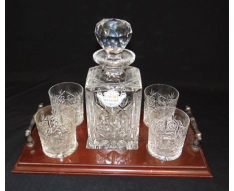 A LIMITED EDITION EDINBURGH CRYSTAL 'DUNVEGAN' DECANTER SET  comprising square decanter and stopper and four matching glasses