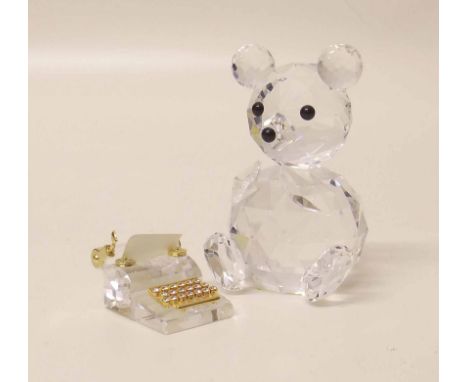 Swarovski bear and typewriter. Condition report: see terms and conditions