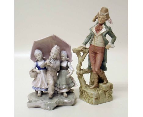 Royal Dux figure of a Gentleman also a continental figure group marked K. Ens Rudolstadt Condition report: see terms and cond