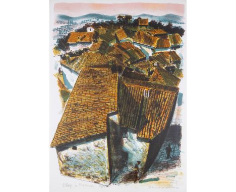 Bernard Cheese (1925-2013)Village in Provence Lithograph printed in colours, 1988, signed in pencil, numbered from the editio