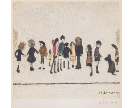 Laurence Stephen Lowry (1887-1976) Group of Children Lithograph printed in colours, circa 1970, signed in pencil, from the ed