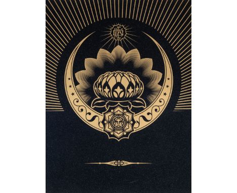 Shepard Fairey (b.1970)Obey Lotus Crescent (Black & Gold)Screenprint in colours with diamond dust, 2013, signed in pencil ver