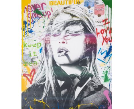 Mr Brainwash (b.1966)BB, The IconScreenprint and mixed media on paper, 2014, signed in black ink and with the artist's red in