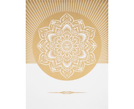 Shepard Fairey (b. 1970)Obey Lotus Diamond (White & Gold)Screenprint in colours with diamond dust, 2013, signed in pencil ver
