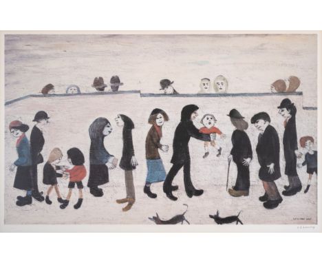 Laurence Stephen Lowry (1887-1976)Man Holding ChildOffset lithograph in colours, 1974, signed in pencil, from the edition of 