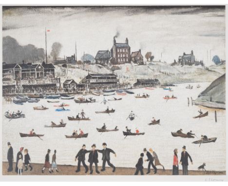 Laurence Stephen Lowry (1887-1976)Crime LakeLithograph printed in colours, circa 1970, signed in pencil, from the edition of 