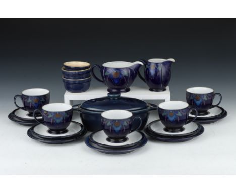 A Denby Baroque Pattern Part Dinner &amp; Tea Service, including six dinner plates, five side plates, six cups &amp; saucers,