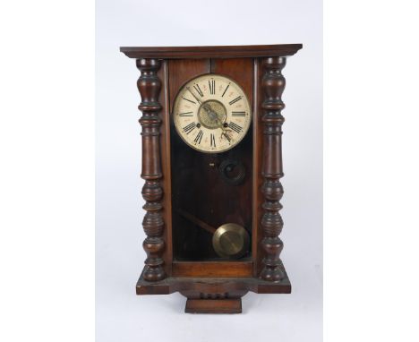 A Stained Beech and Walnut Vienna Style Wall Clock, with spring driven movement, plus a 30-hour longcase clock works and dial