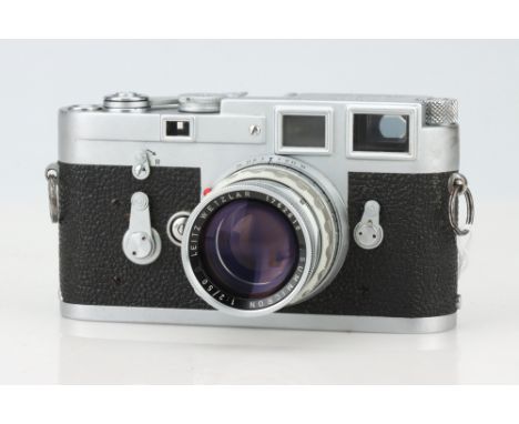 A Leica M3 SS 35mm Rangefinder Camere, chrome, serial no. 1014522, body G, shutter working, RF patch &amp; lines are clear &a