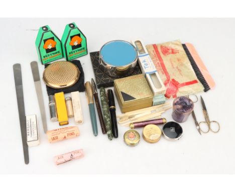 A Collection of Vintage Vanity Products and Make-Up, including Prima Donna Curl Setters, BÅ«ty Wave Dry Shampoo, The Pearl Br