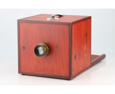 A Modern Unmarked 8x10 Wooden Camera, with large 10 x 8 ground glass to rear, internal chamber moves to achieve focus, with b