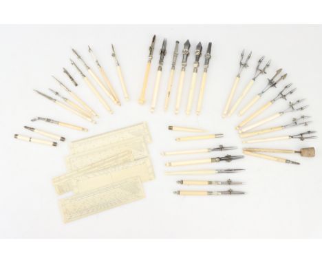 A Collection of Ivory Drawing Instruments, [[CITES] a quantity of specialist drawing pens, including border line pens, dottin