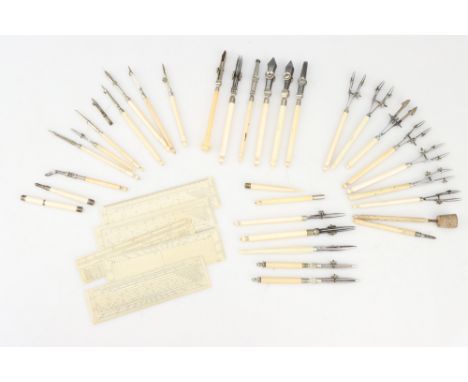 A Collection of Ivory Drawing Instruments, [[CITES] a quantity of specialist drawing pens, including border line pens, dottin