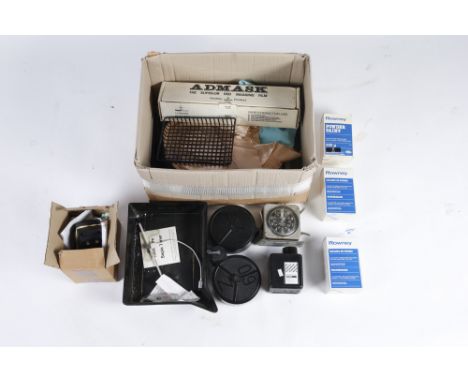 A Mixed Selection of Photographic Accessories, including a darkroom timer, two bulk loaders, a selection of developing trays,