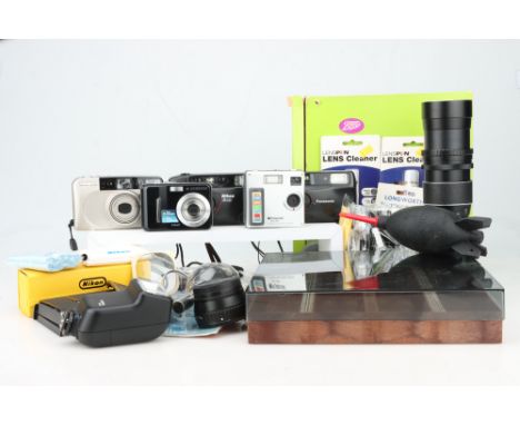 A Mixed Selection of Cameras &amp; Accessories, to include a Nikon AF200, a Panasonic C-325EF, a Minolta Riva Zoom 90, two le