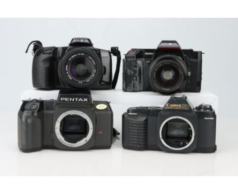 A Mixed Selection of 35mm SLR Cameras, to include a Minolta 5000, a Canon T50, a Minolta Dynax 500si, &amp; a Pentax SF7, all