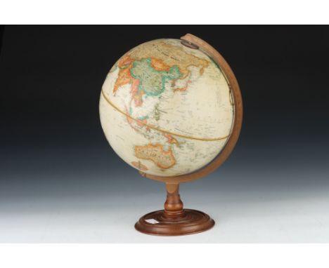 Replogle 12 Inch Diameter Globe, on wooden stand, 44 cm H