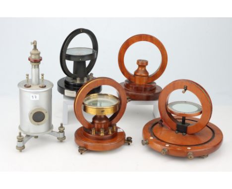 Collection of Tangent Galvanometers and others, comprising of a polished mahogany &amp; Brass galvanometer by Pye, Cambridge,